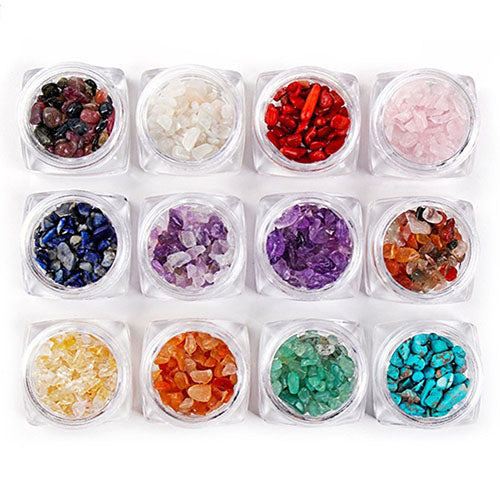 12 Colors/Set Fashion Quartz Rhinestone Turquoise Acrylic Nail Art Decoration