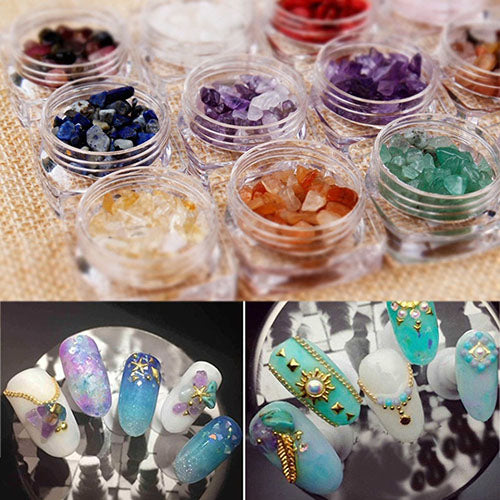 12 Colors/Set Fashion Quartz Rhinestone Turquoise Acrylic Nail Art Decoration