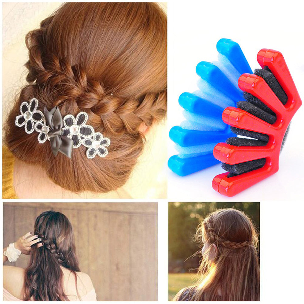 Hair Braider Sponge French Braid Plait Twist Hair Styling DIY Tool Holder Clip