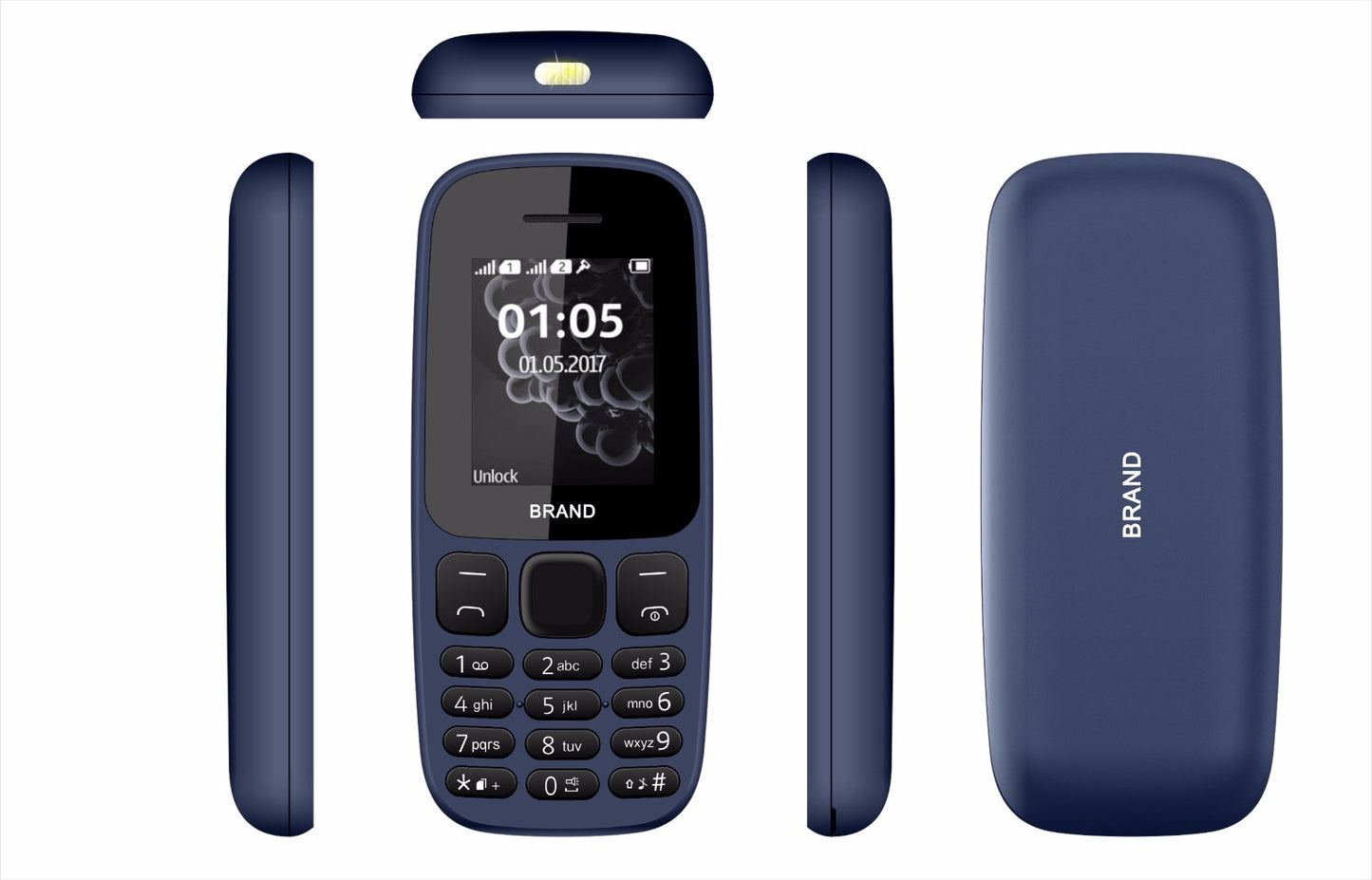 105 mobile phone 1.8 inches screen, dual SIM card GPRS mobile phone vibration support English Russian National FM radio