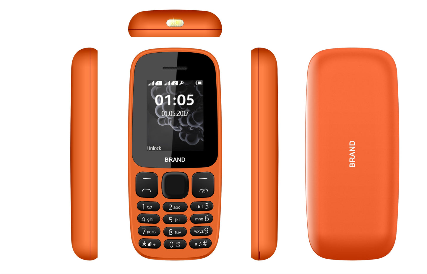 105 mobile phone 1.8 inches screen, dual SIM card GPRS mobile phone vibration support English Russian National FM radio