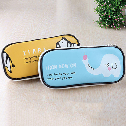 Cute Animal Faux Leather Pen Pencil Case Travel Makeup Cosmetic Bags Organizer