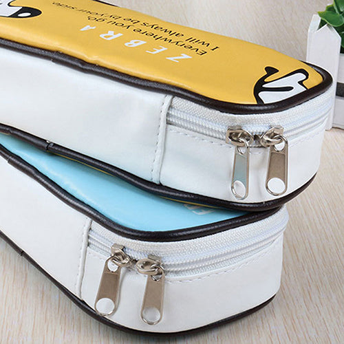 Cute Animal Faux Leather Pen Pencil Case Travel Makeup Cosmetic Bags Organizer