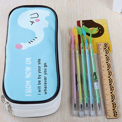 Cute Animal Faux Leather Pen Pencil Case Travel Makeup Cosmetic Bags Organizer