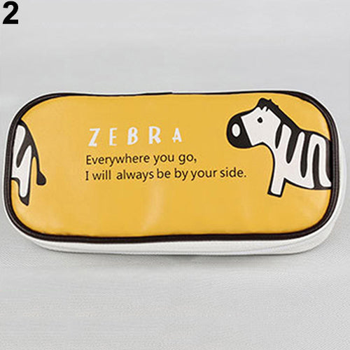 Cute Animal Faux Leather Pen Pencil Case Travel Makeup Cosmetic Bags Organizer