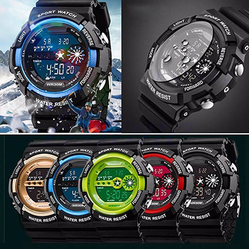 Men's LED Luminous Digital Date Alarm Waterproof Sports Quartz Wrist Watch
