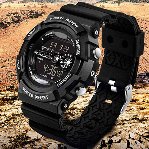 Men's LED Luminous Digital Date Alarm Waterproof Sports Quartz Wrist Watch