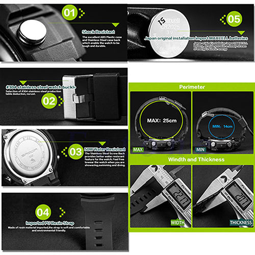 Men's LED Luminous Digital Date Alarm Waterproof Sports Quartz Wrist Watch