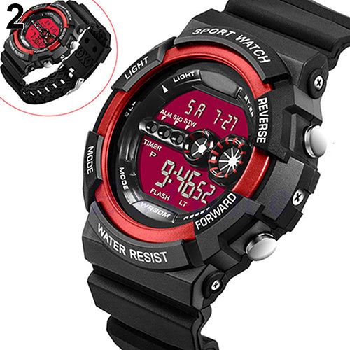 Men's LED Luminous Digital Date Alarm Waterproof Sports Quartz Wrist Watch