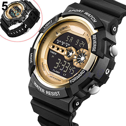 Men's LED Luminous Digital Date Alarm Waterproof Sports Quartz Wrist Watch