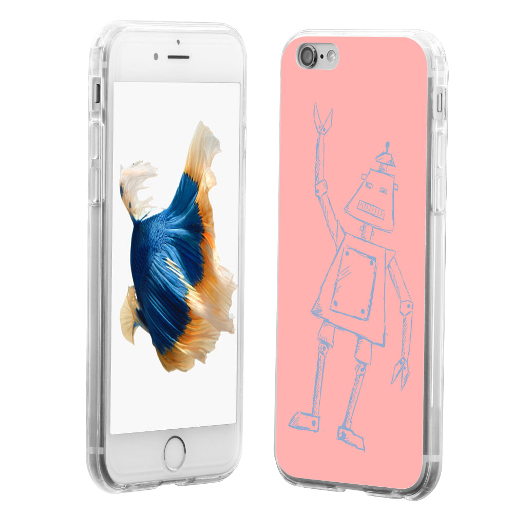 Stick Figure Robot Print Case Cover for iPhone 8 Samsung Galaxy S7 Huawei Xiaomi