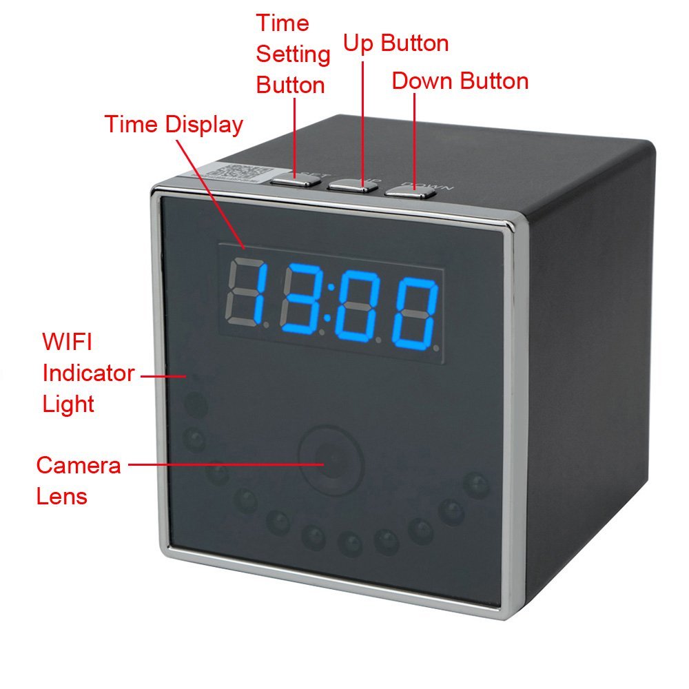 T18 HD 1080P electronic clock 140 degrees WIFI IP infrared night vision mini camera DVR CAM support iOS Android remote con