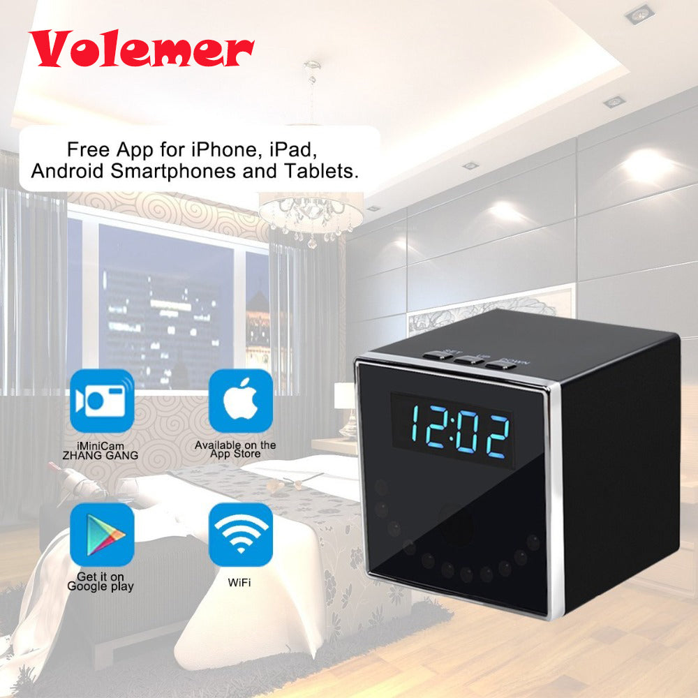 T18 HD 1080P electronic clock 140 degrees WIFI IP infrared night vision mini camera DVR CAM support iOS Android remote con