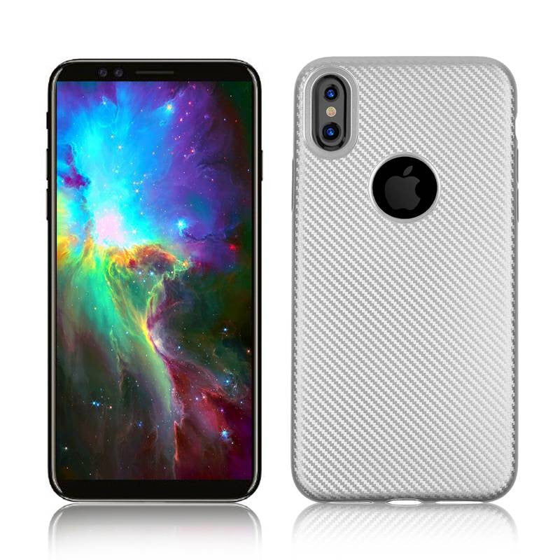 Silicone Case for Apple iPhone X Anti-Fingerprint TPU Synthetic fiber Carbon Nylon Case Cover for iPhone 10 / X