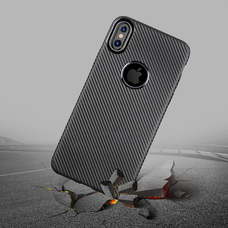 Silicone Case for Apple iPhone X Anti-Fingerprint TPU Synthetic fiber Carbon Nylon Case Cover for iPhone 10 / X