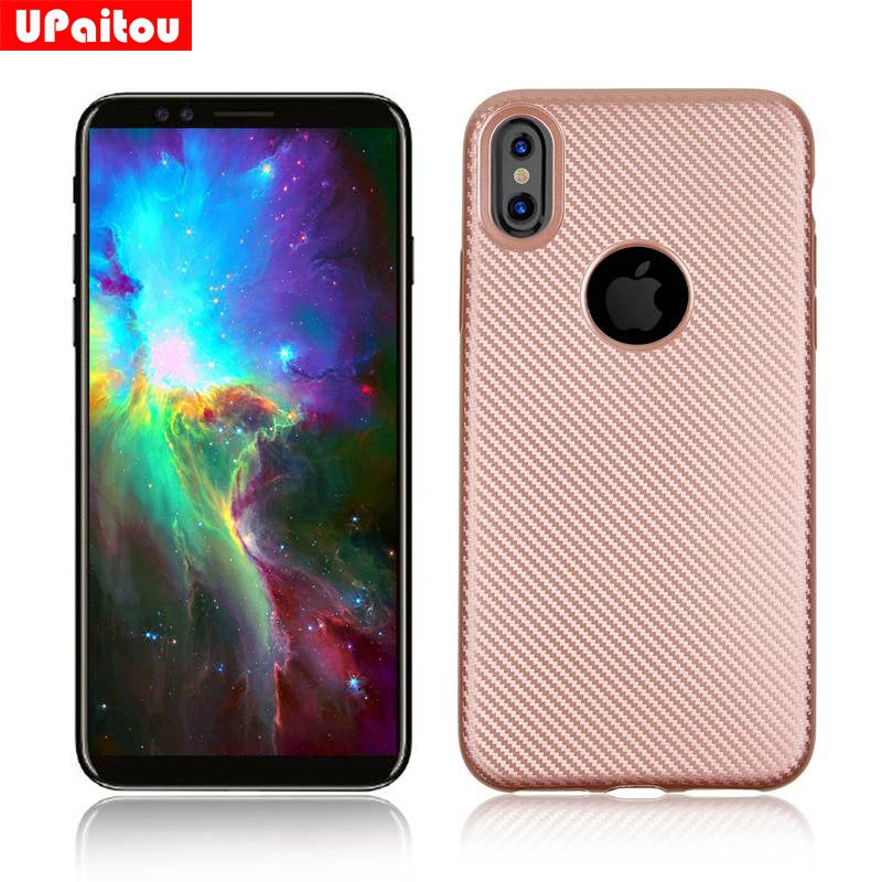 Silicone Case for Apple iPhone X Anti-Fingerprint TPU Synthetic fiber Carbon Nylon Case Cover for iPhone 10 / X