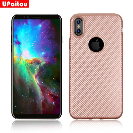 Silicone Case for Apple iPhone X Anti-Fingerprint TPU Synthetic fiber Carbon Nylon Case Cover for iPhone 10 / X