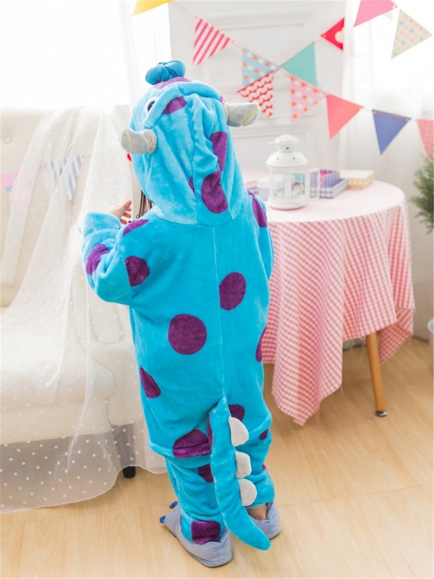 Cosplay Blue Cown Costume Christmas Children's Pajamas Cartoon Animal Onesie Kids Flannel Girls Pyjamas Boys Sleepwear KD-016