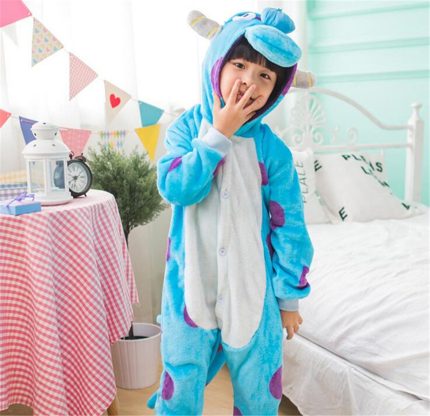 Cosplay Blue Cown Costume Christmas Children's Pajamas Cartoon Animal Onesie Kids Flannel Girls Pyjamas Boys Sleepwear KD-016