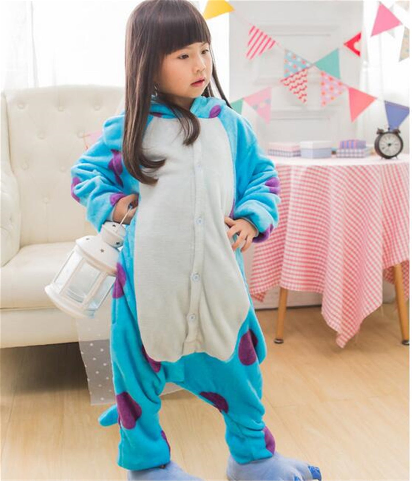 Cosplay Blue Cown Costume Christmas Children's Pajamas Cartoon Animal Onesie Kids Flannel Girls Pyjamas Boys Sleepwear KD-016