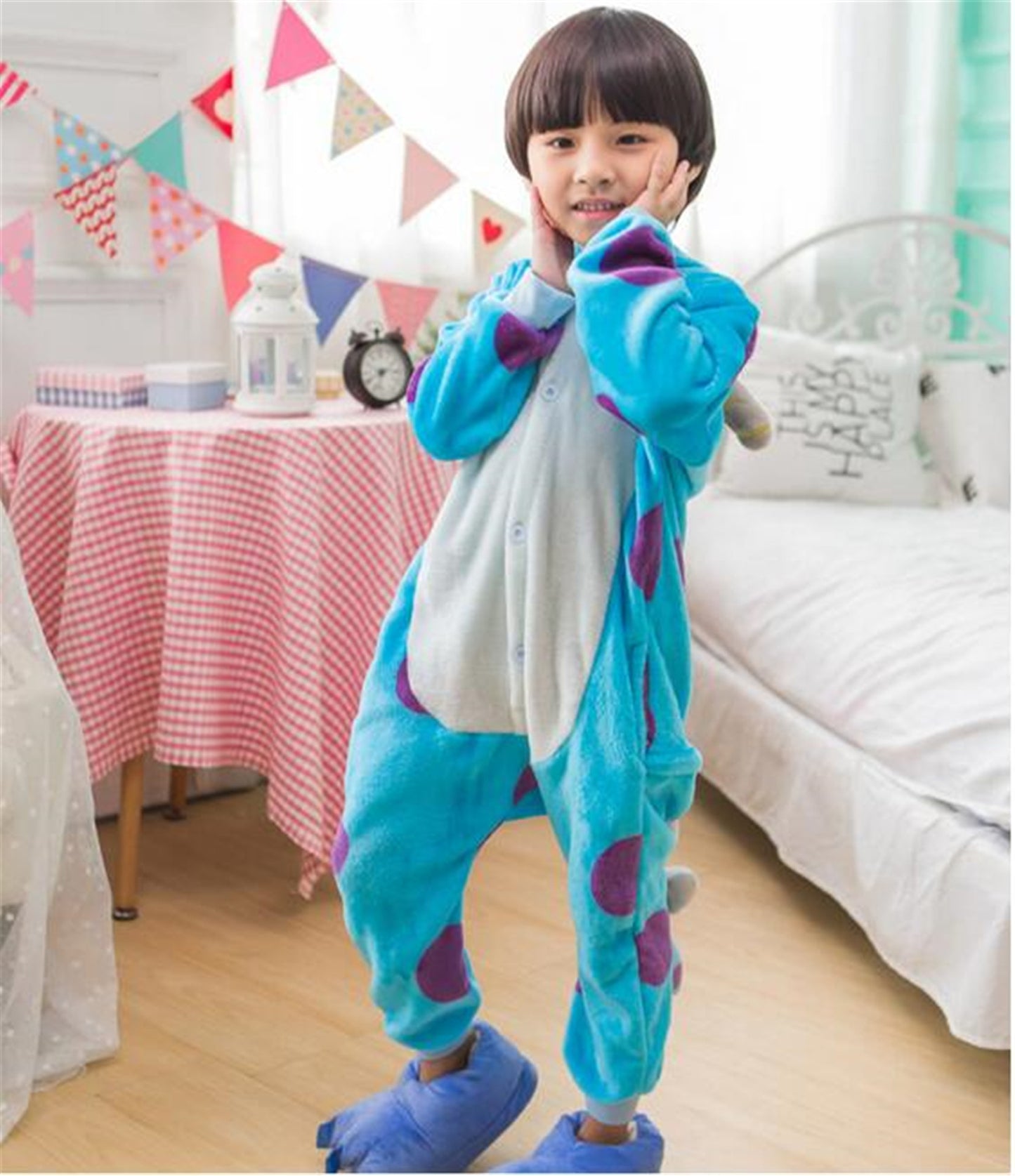 Cosplay Blue Cown Costume Christmas Children's Pajamas Cartoon Animal Onesie Kids Flannel Girls Pyjamas Boys Sleepwear KD-016
