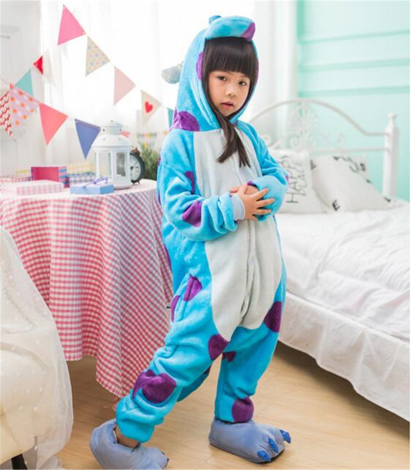 Cosplay Blue Cown Costume Christmas Children's Pajamas Cartoon Animal Onesie Kids Flannel Girls Pyjamas Boys Sleepwear KD-016
