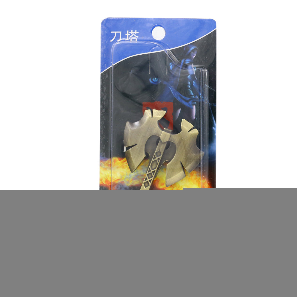 Moontreya Jewelry Game Dota 2 Keychain  Bronze Axe 2 Models Metal Alloy Dota Car Key Chain Ring Holder Accessory Men Women Gift