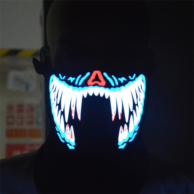 EL wire mask Light up Neon LED Mask for Halloween party Coplay Masks by 3V Steady on Driver sound controlled blue tooth XLL09