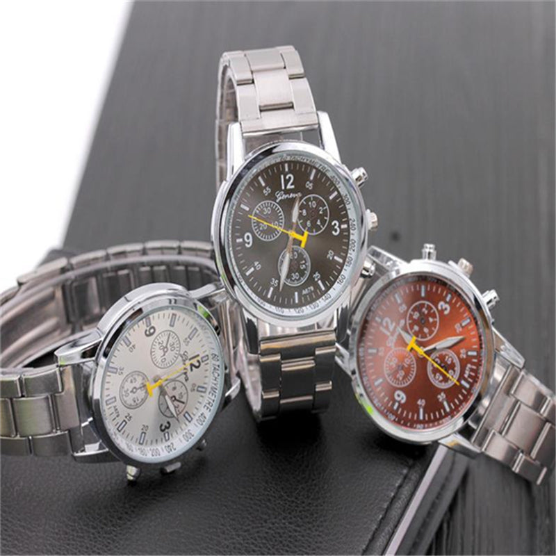 hot selling luxury stainless steel watch women men wristwatches fashion three eyes quartz watch men business Watch