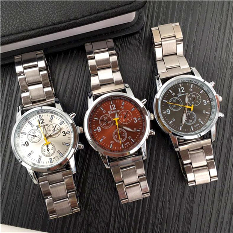 hot selling luxury stainless steel watch women men wristwatches fashion three eyes quartz watch men business Watch