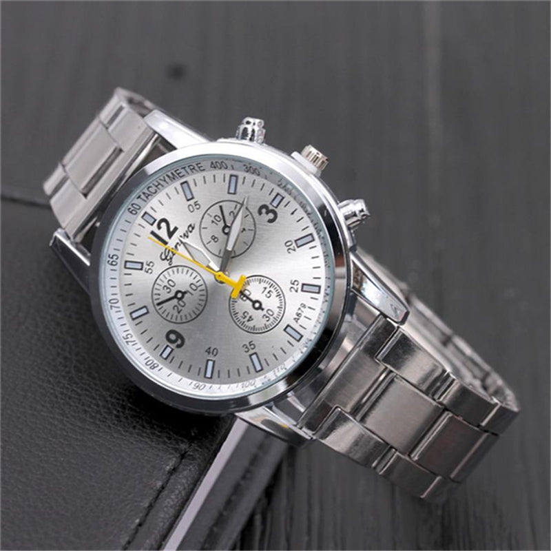 hot selling luxury stainless steel watch women men wristwatches fashion three eyes quartz watch men business Watch