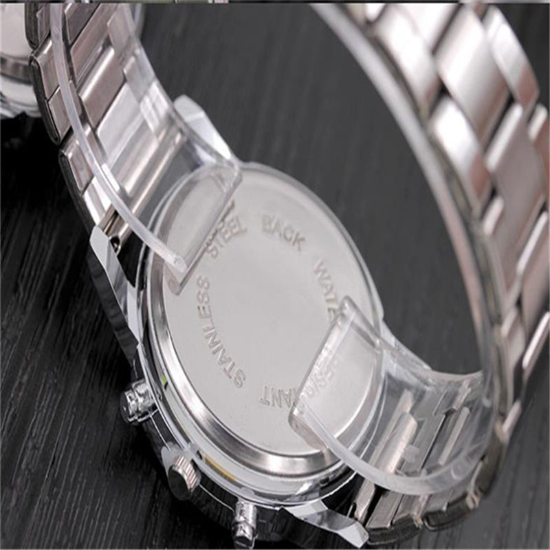 hot selling luxury stainless steel watch women men wristwatches fashion three eyes quartz watch men business Watch