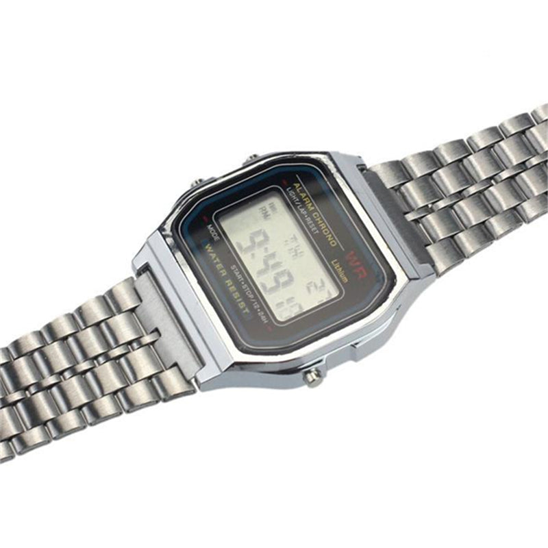 Golden Style Men Business Watch F910 Unisex Wrist Watch Wrist Stainless Steel Band  Digital Watch Cool Watch Watch