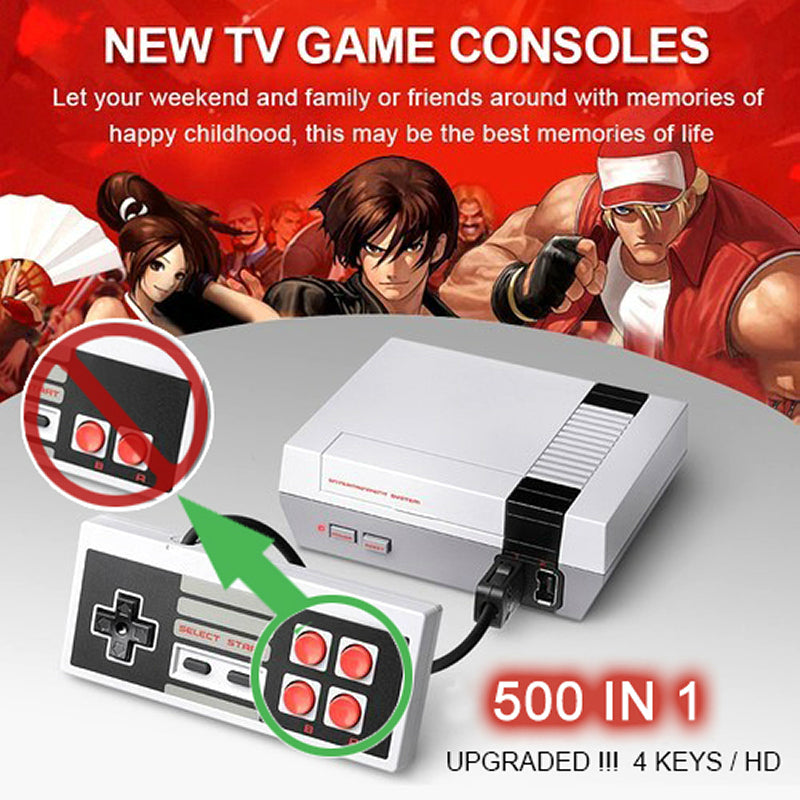 Mini Retro Classic NES Console TV Game 500 Built-in Games+2 Handle Controllers