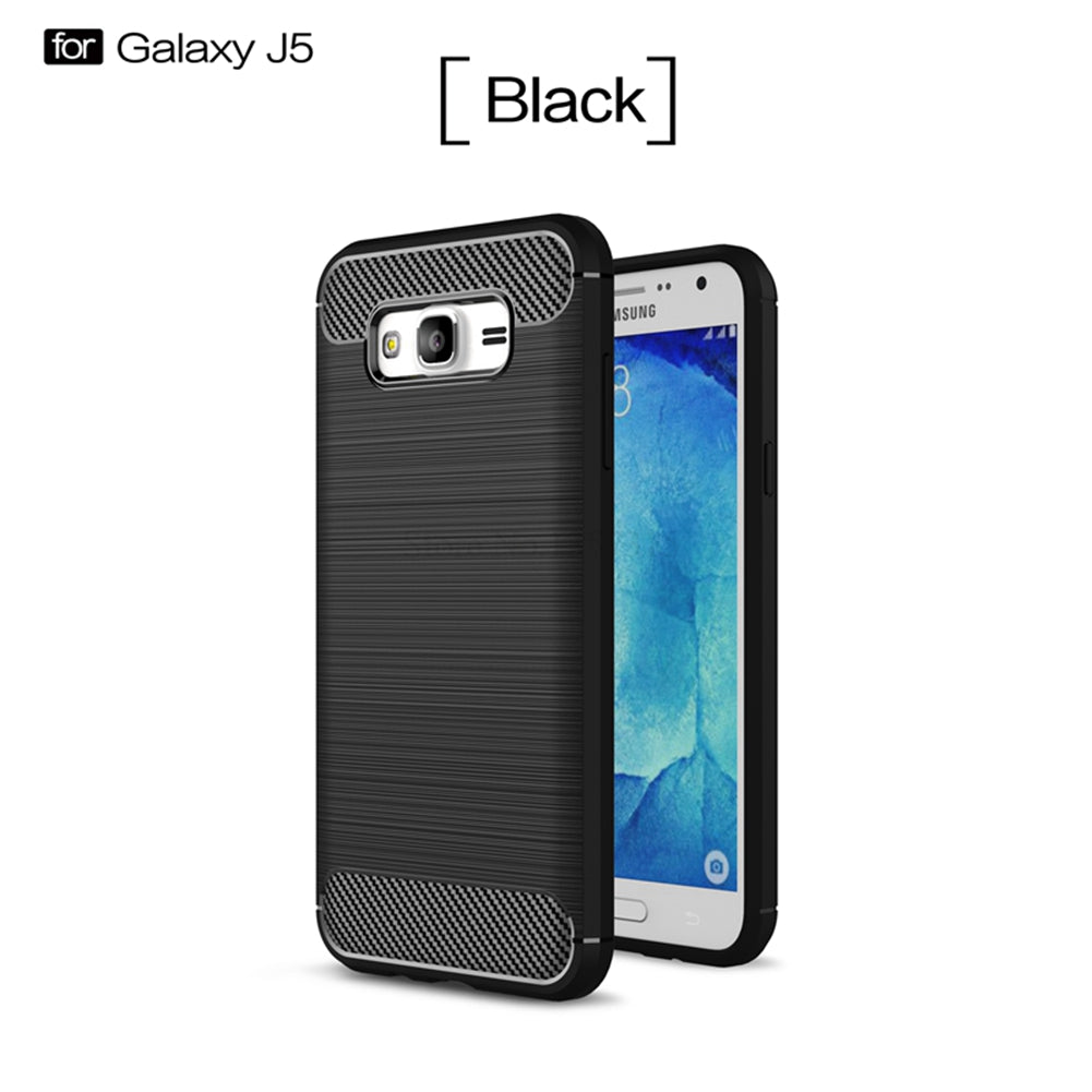 for Samsung Galaxy J5 J500 Phone Case Ultra Slim Thin Carbon Fiber Case Scratch Resistant Soft TPU Back Cover for J500H