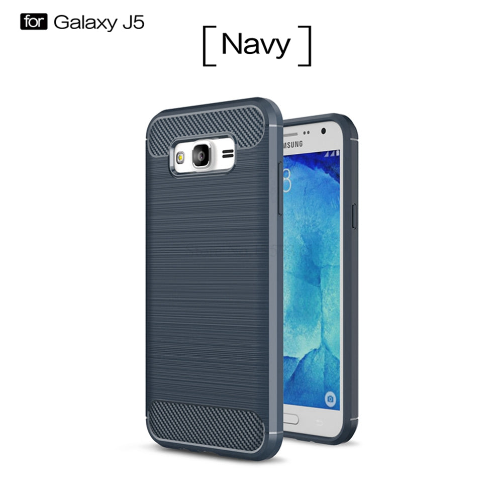 for Samsung Galaxy J5 J500 Phone Case Ultra Slim Thin Carbon Fiber Case Scratch Resistant Soft TPU Back Cover for J500H