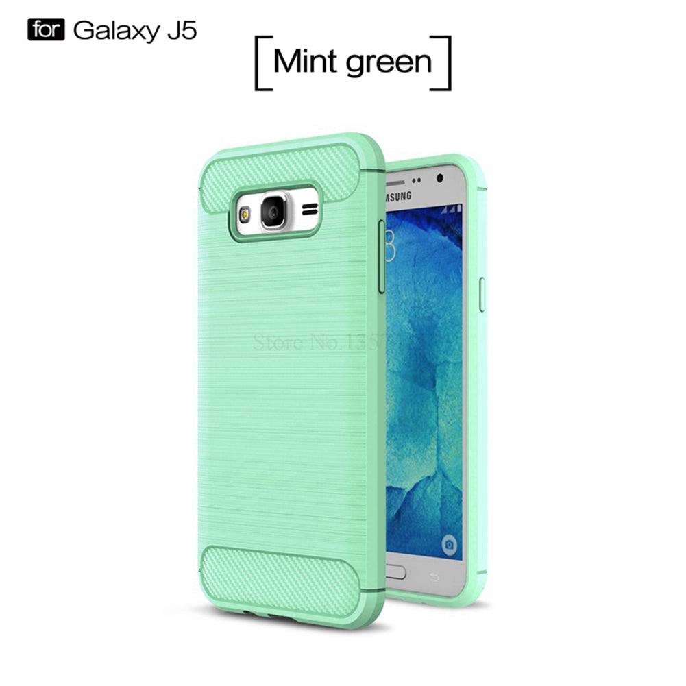 for Samsung Galaxy J5 J500 Phone Case Ultra Slim Thin Carbon Fiber Case Scratch Resistant Soft TPU Back Cover for J500H