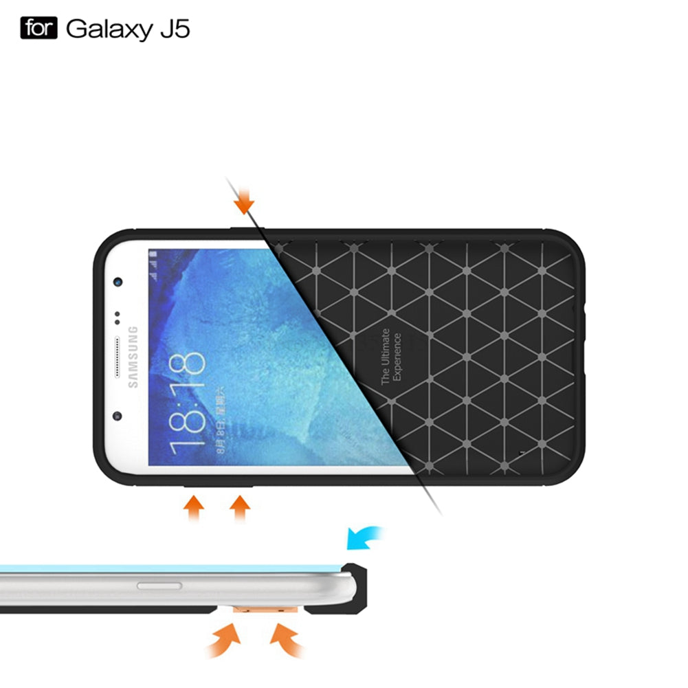 for Samsung Galaxy J5 J500 Phone Case Ultra Slim Thin Carbon Fiber Case Scratch Resistant Soft TPU Back Cover for J500H