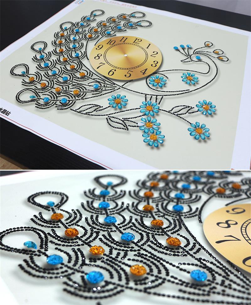 Meian,Special Shaped,Diamond Embroidery,Animal,Peacock,Clock,5D,DIY Diamond Painting,Cross Stitch,3D,Diamond Mosaic,Decor,Crafts
