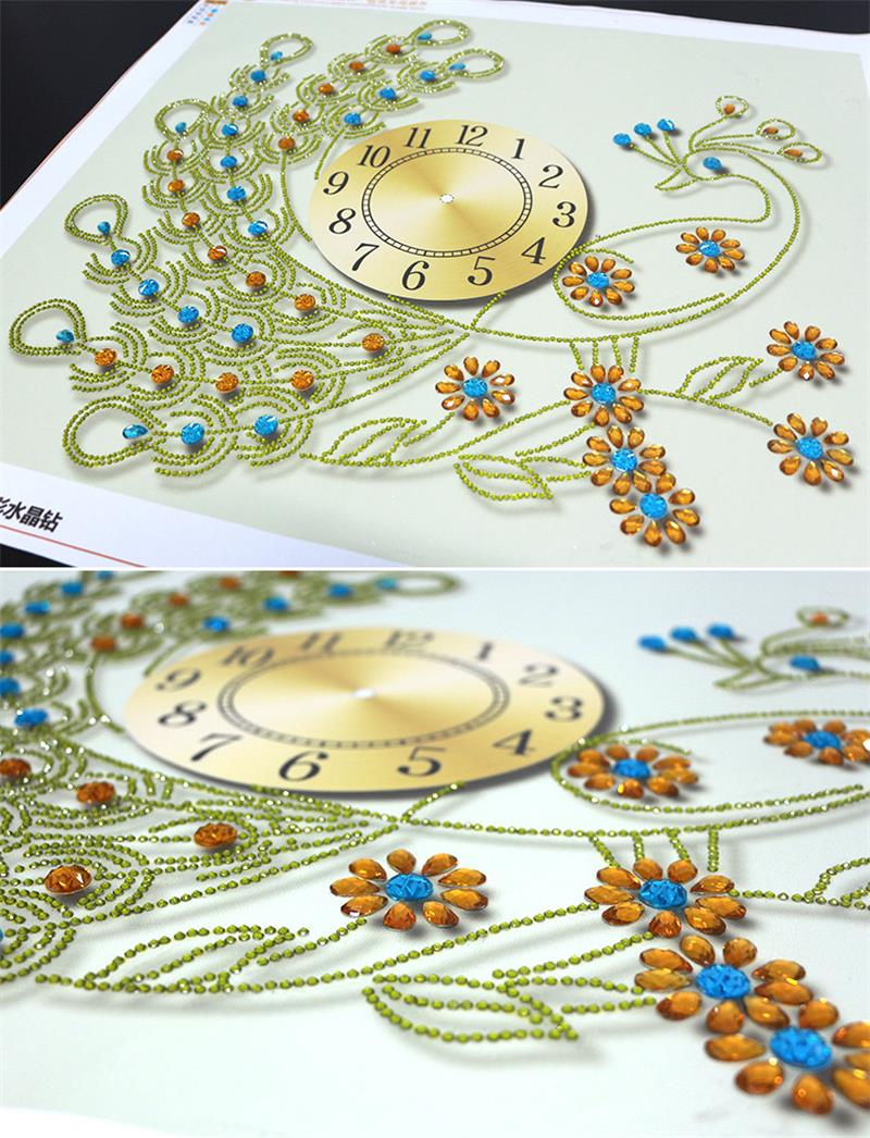 Meian,Special Shaped,Diamond Embroidery,Animal,Peacock,Clock,5D,DIY Diamond Painting,Cross Stitch,3D,Diamond Mosaic,Decor,Crafts