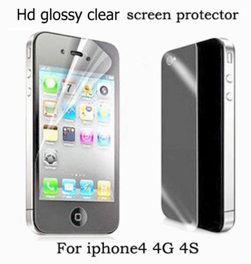 2 pair Front and back Anti-Glare Matte Screen film For iPhone 4 4S HD Glossy Clear Screen Protector Films lcd panel guard cloth