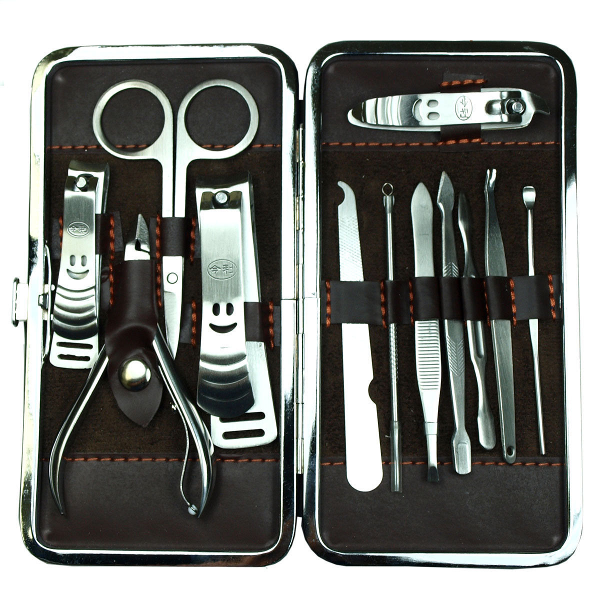 12PCS Pedicure / Manicure Set Nail Clippers Cleaner Cuticle Grooming Kit Case