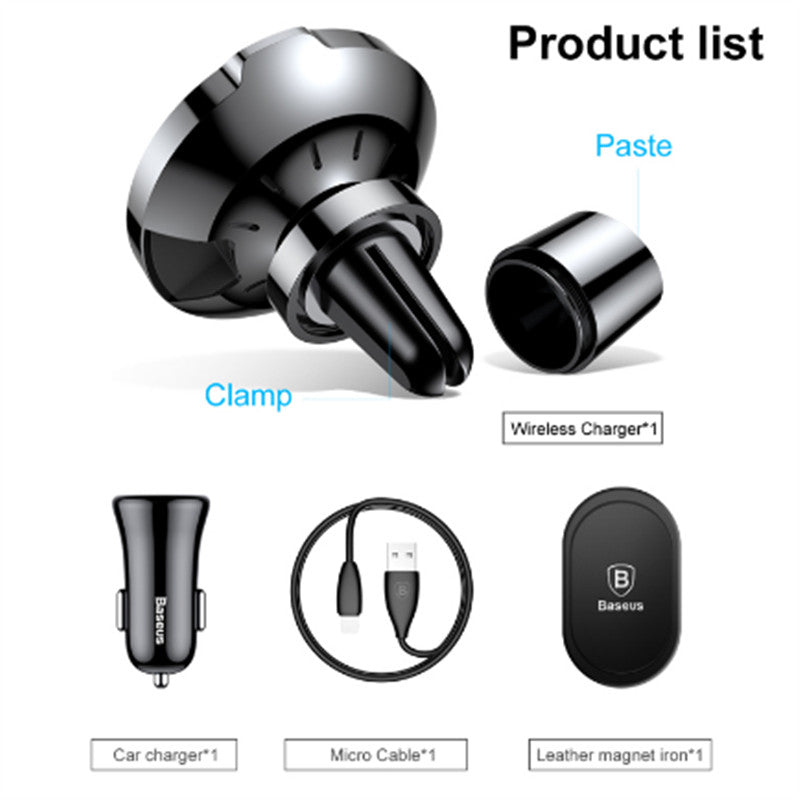 Baseus Magnetic Car holder Wireless Charger For iPhone X 8 Samsung Note 8 S8 Fast Qi Wireless Charging Magnetic Car Phone Holder