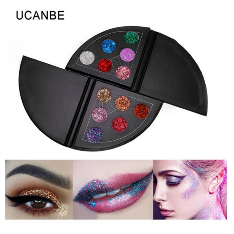 Matallic Triangle Glitter Eyeshadow Palette Holographic Shade Eye Lip Face Makeup Shimmer Shine Powder Nude Diamond Eye Shadow