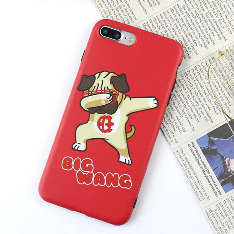 Hip hop Dog Phone Case For iphone 7 6 6s 8 Plus Cute Cartoon Animal Soft Red Cases For iphone X Fashion Letter Back Cover