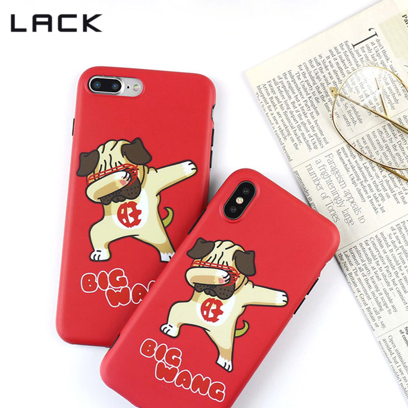 Hip hop Dog Phone Case For iphone 7 6 6s 8 Plus Cute Cartoon Animal Soft Red Cases For iphone X Fashion Letter Back Cover