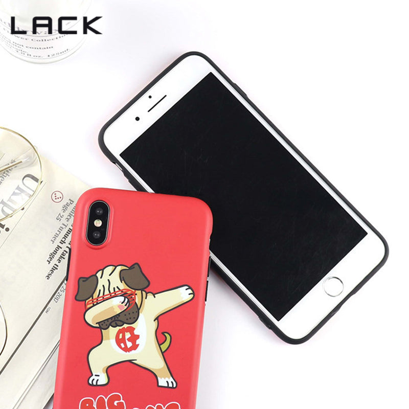 Hip hop Dog Phone Case For iphone 7 6 6s 8 Plus Cute Cartoon Animal Soft Red Cases For iphone X Fashion Letter Back Cover