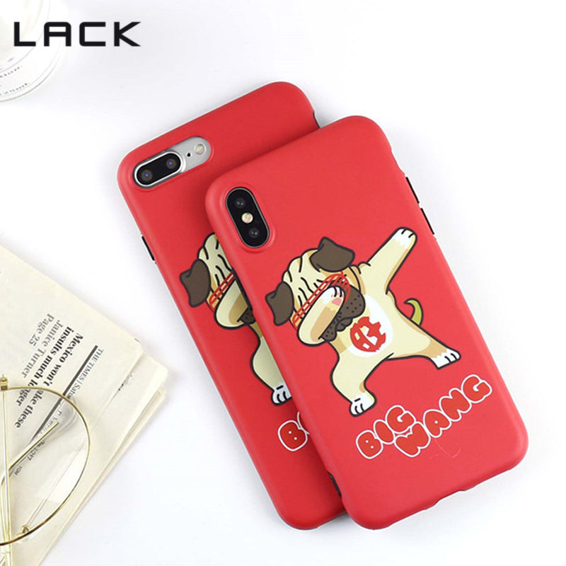 Hip hop Dog Phone Case For iphone 7 6 6s 8 Plus Cute Cartoon Animal Soft Red Cases For iphone X Fashion Letter Back Cover