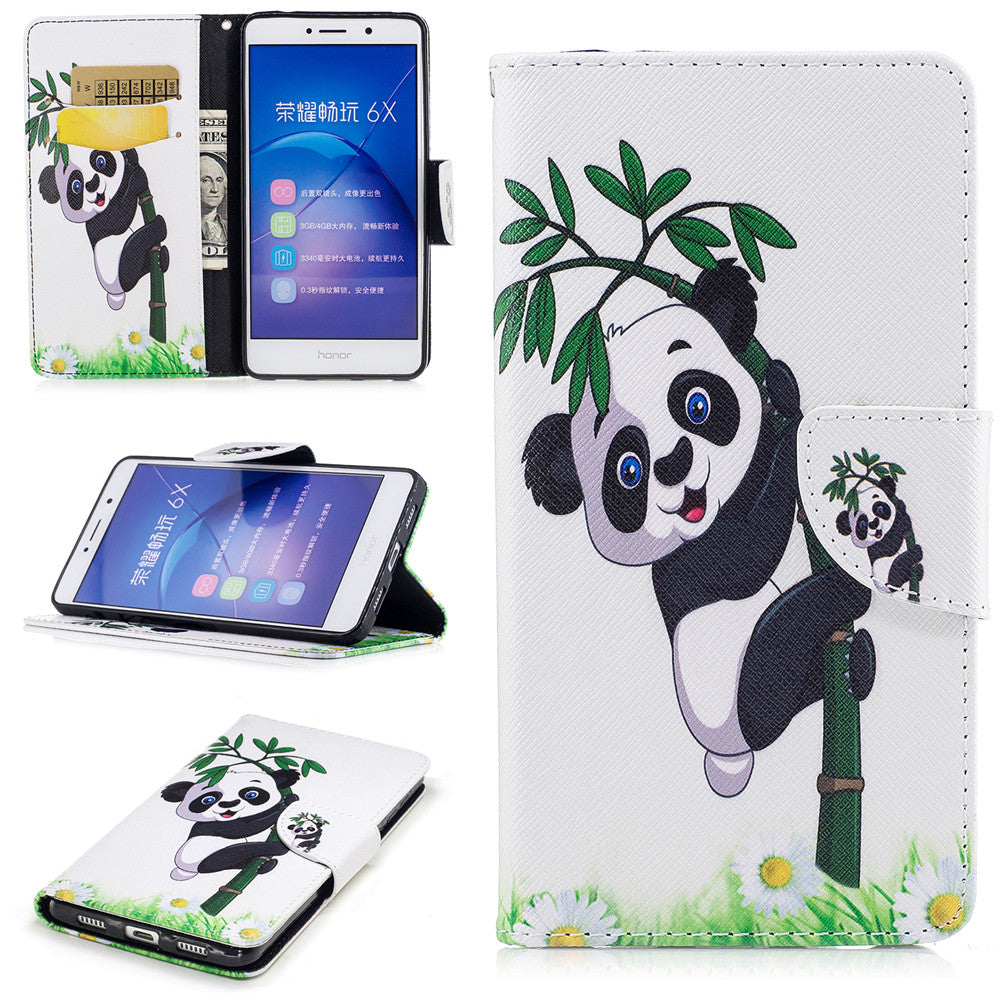 Huawei Honor 6X Case PU Leather Flip Wallet Magnetic Cover for Huawei Honor 6X