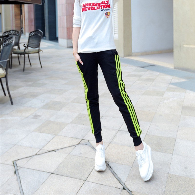 Sweatpants Women Pants Joggers Casual Baggy Side Striped High Waist Lady Trousers LH011